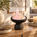 Blush Horizon — Rose Quartz & Clear Quartz Crystal Garden