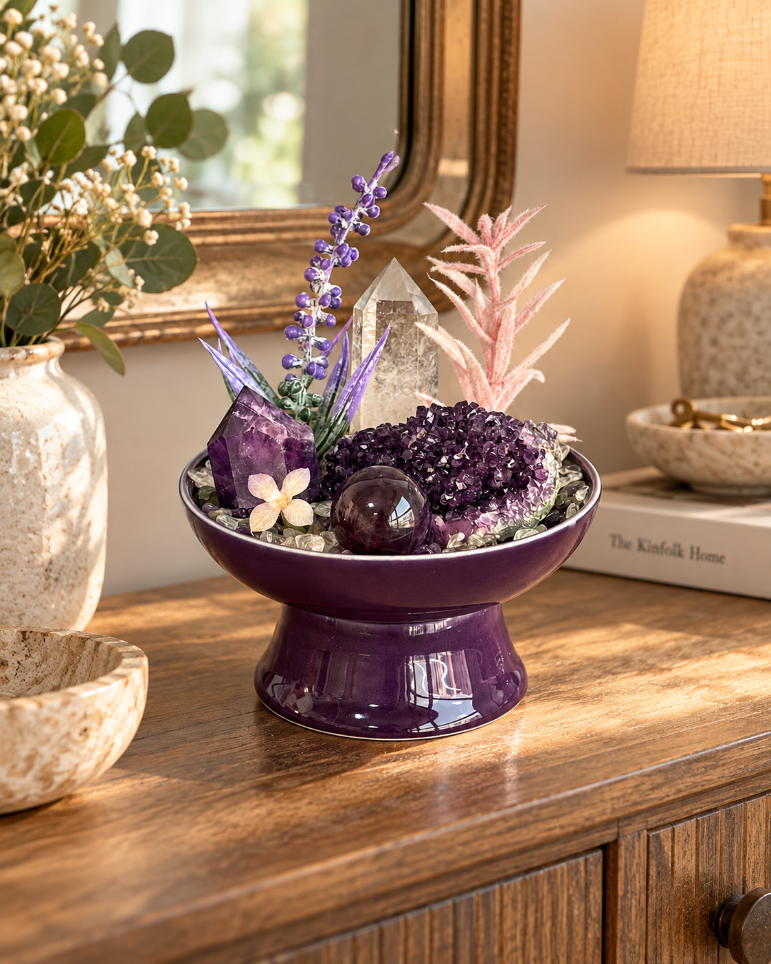 Violet Poise — Amethyst & Clear Quartz Crystal Garden