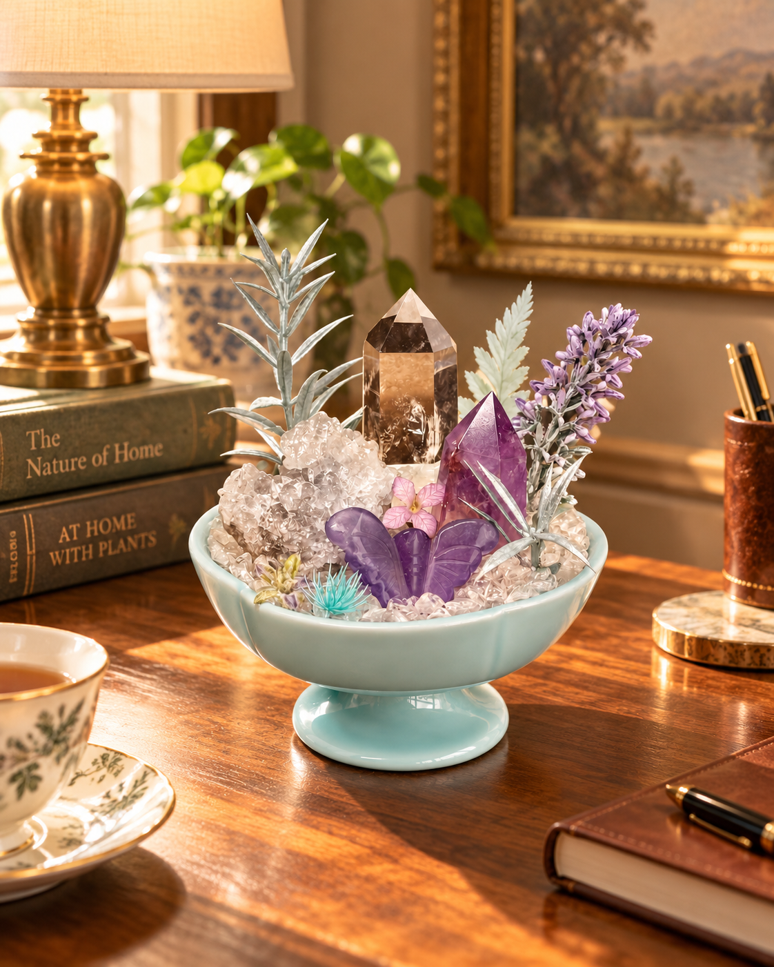 Twilight Prism — Amethyst & Smoky Quartz Crystal Garden