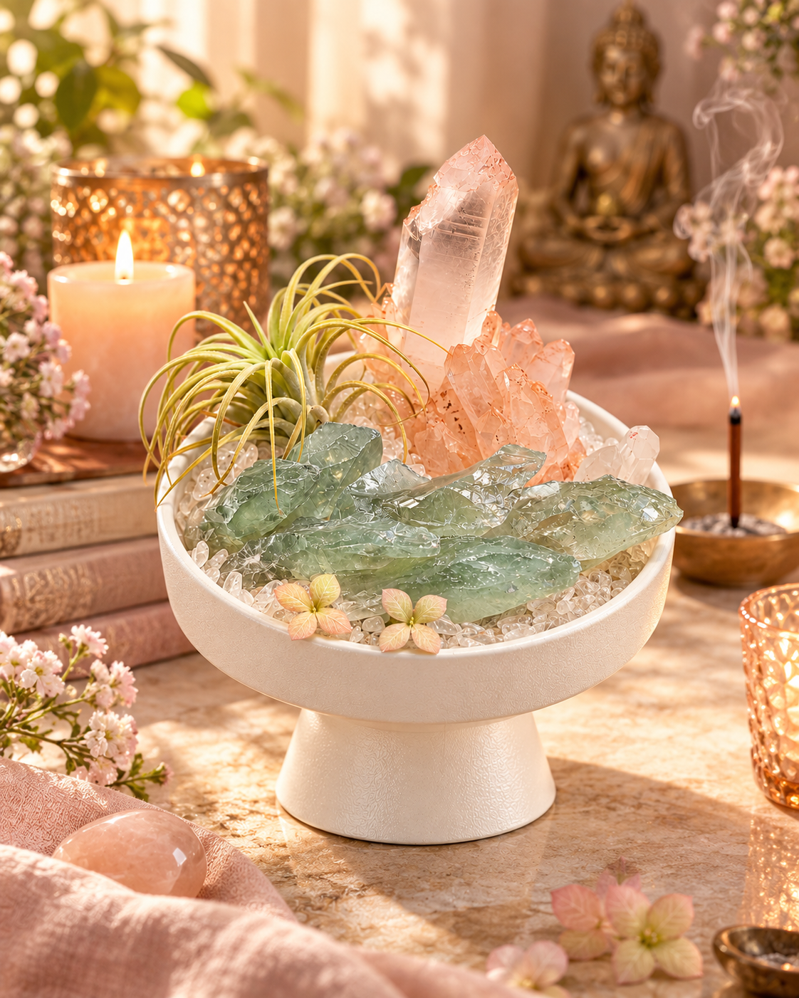 Sage Refraction — Clear Quartz Crystal Garden