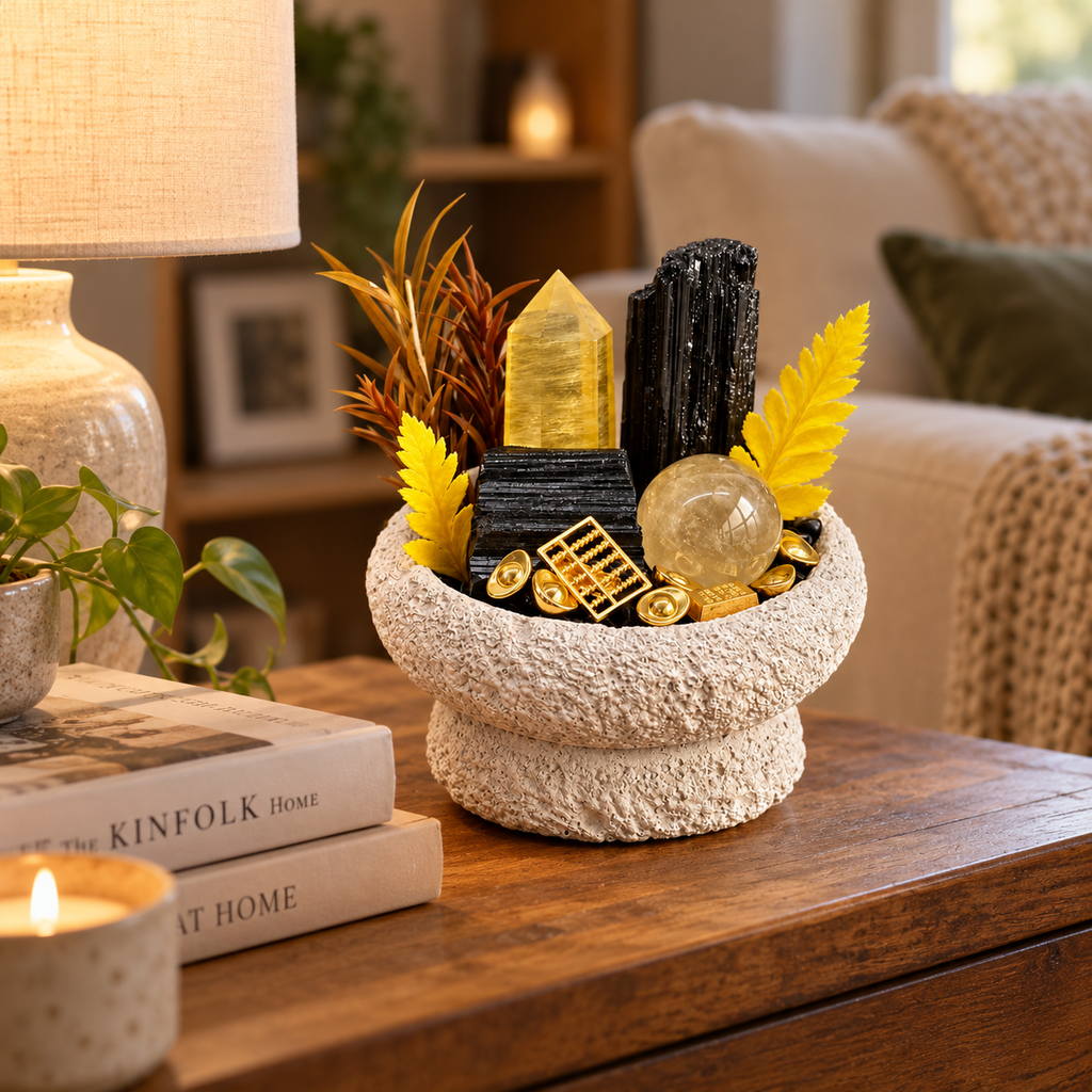 Golden Watch — Black Tourmaline & Citrine Crystal Garden