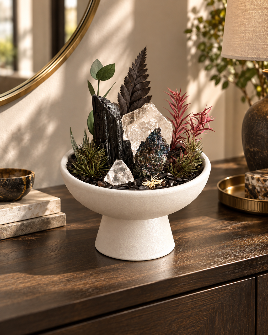 Shadow Grove — Black Tourmaline & Clear Quartz Crystal Garden
