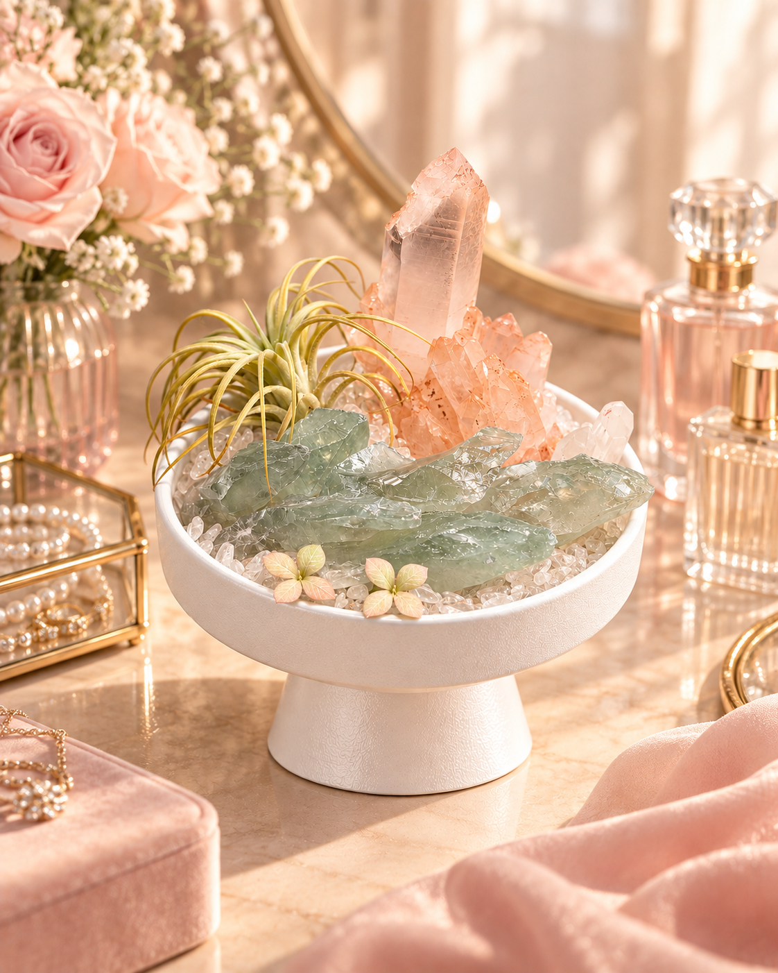 Sage Refraction — Clear Quartz Crystal Garden