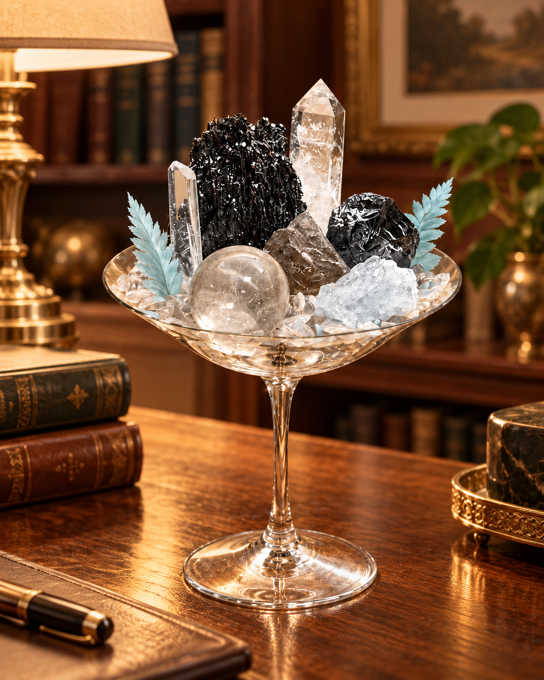 Shadow Crystal — Black Tourmaline & Clear Quartz Crystal Garden