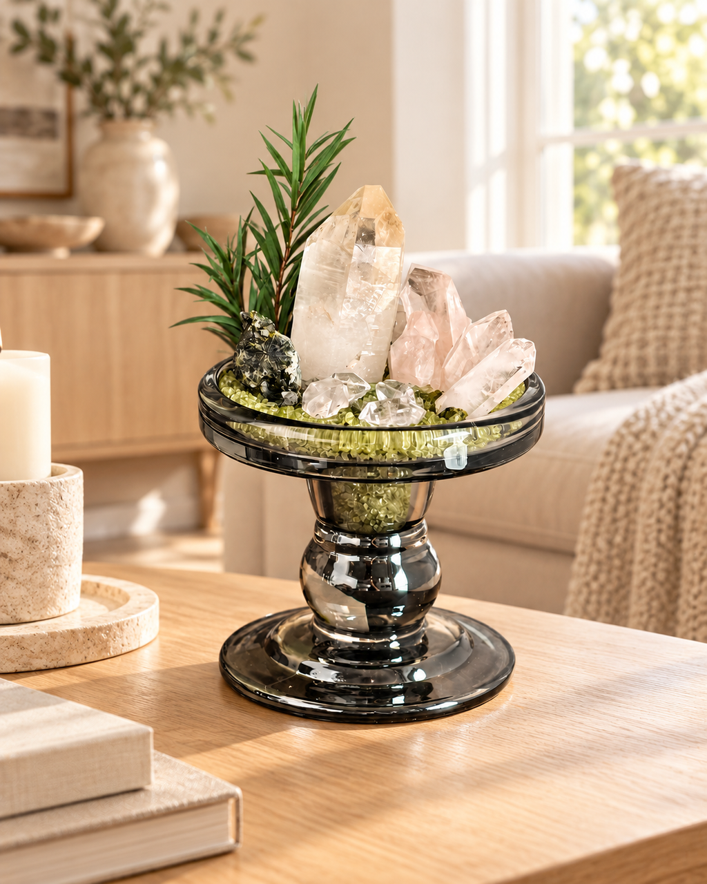 Clear Grove — Clear Quartz & Green Aventurine Crystal Garden