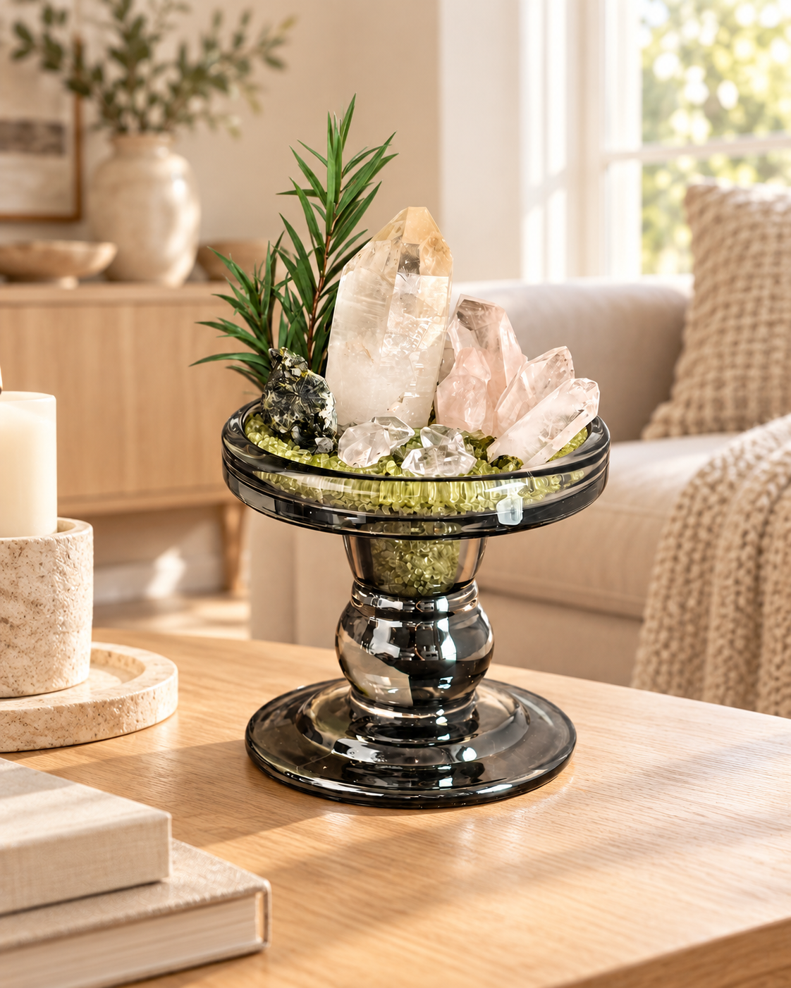 Clear Grove — Clear Quartz & Green Aventurine Crystal Garden
