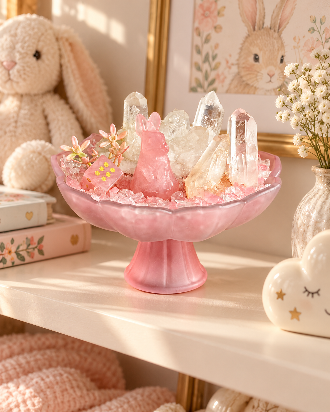Rosy Clarity — Rose Quartz & Clear Quartz Crystal Garden