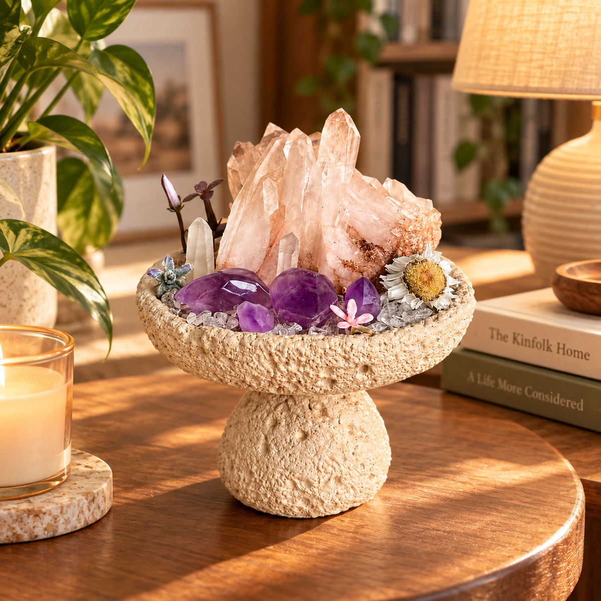 Rose Chamber — Rose Quartz & Amethyst Crystal Garden
