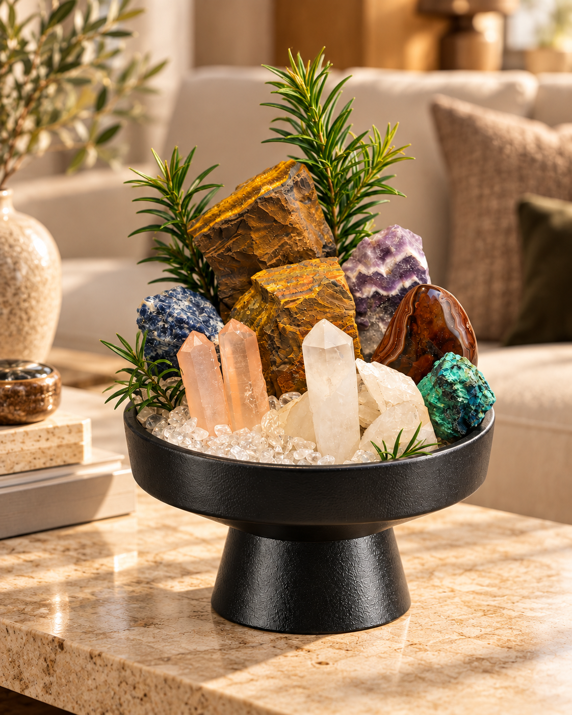Ancient Passage — Clear Quartz & Ammonite Fossil Crystal Garden