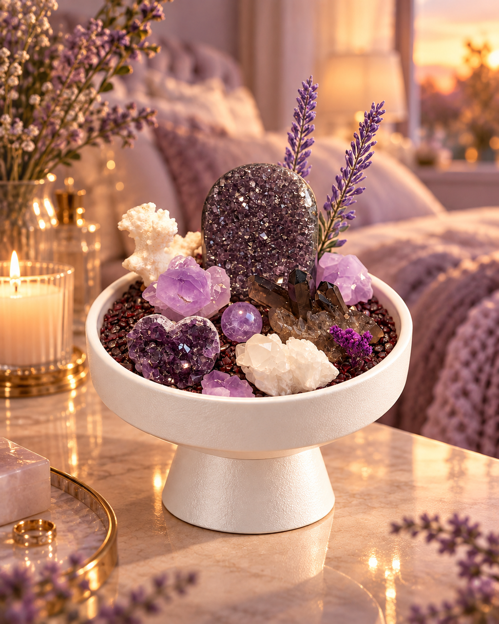 Violet Ground — Amethyst & Smoky Quartz Crystal Garden