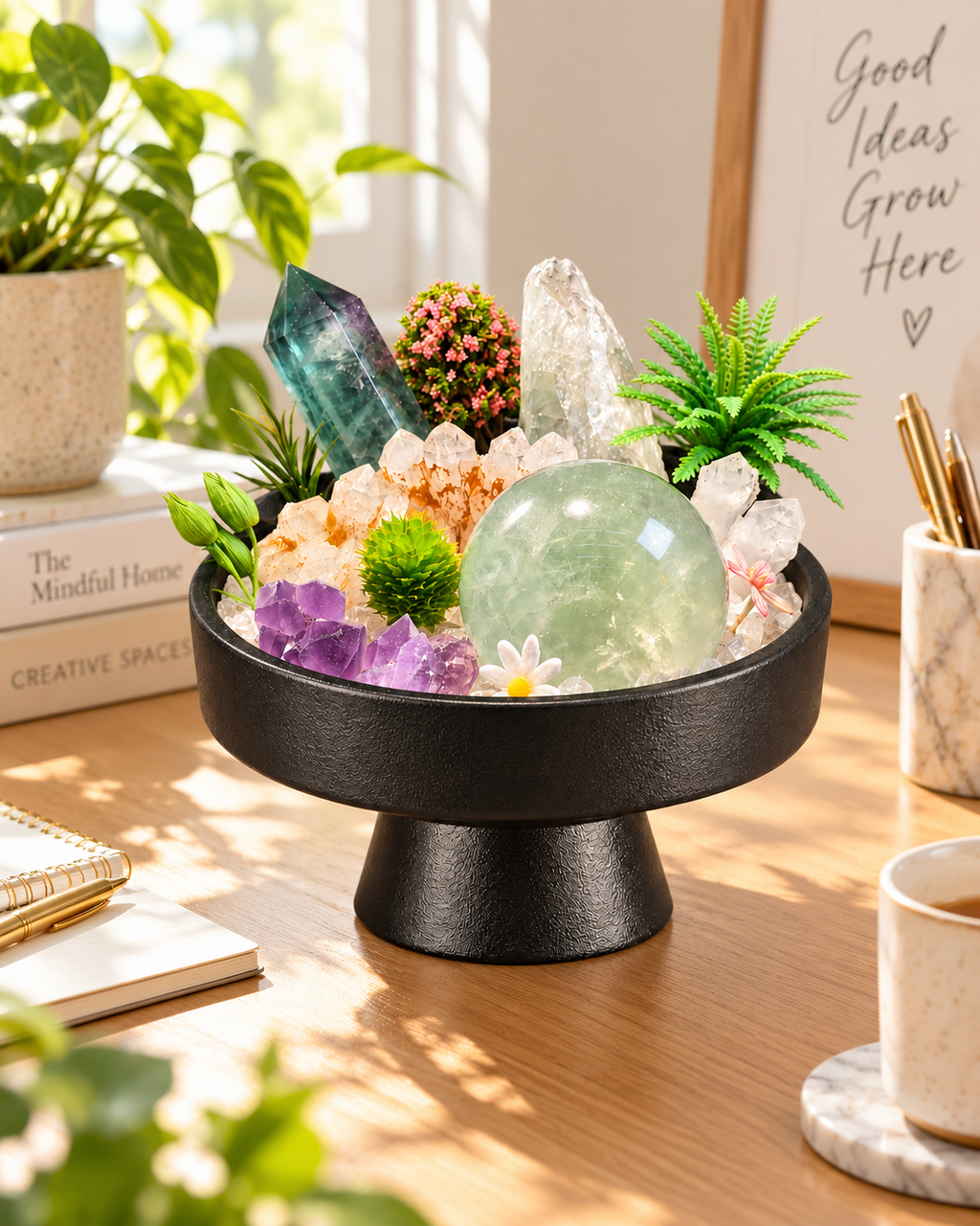 Green Orbit — Clear Quartz & Amethyst Crystal Garden