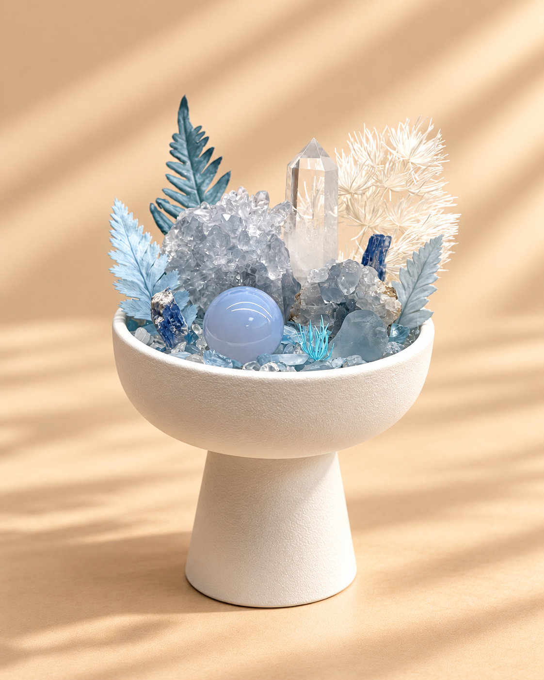 Winter Halo — Blue Calcite & Clear Quartz Crystal Garden