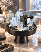 Icy Sentinel — Black Tourmaline & Clear Quartz Crystal Garden