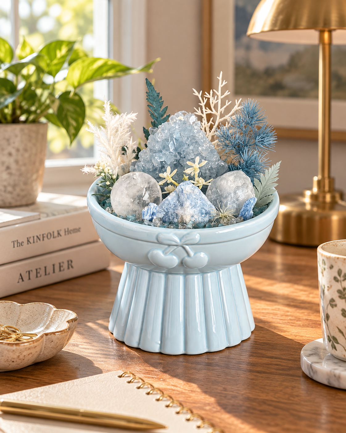 Glacier Blossom — Blue Calcite & Clear Quartz Crystal Garden