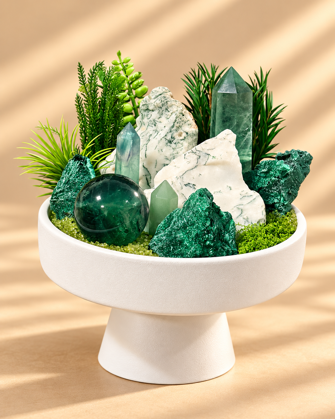 Verdant Atlas — Malachite & Green Fluorite Crystal Garden