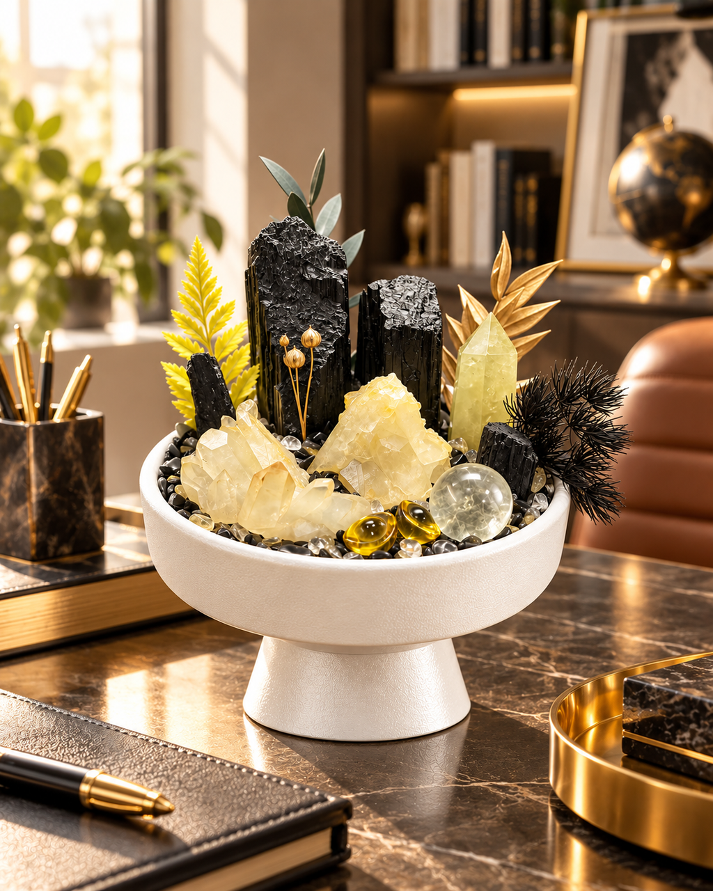 Solar Sentinel — Black Tourmaline Crystal Garden