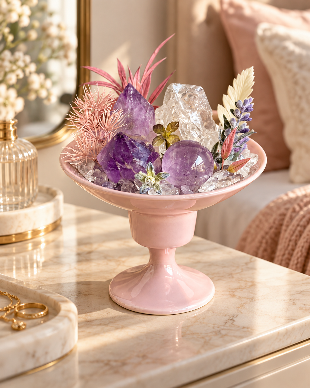 Lavender Orbit — Amethyst & Clear Quartz Crystal Garden