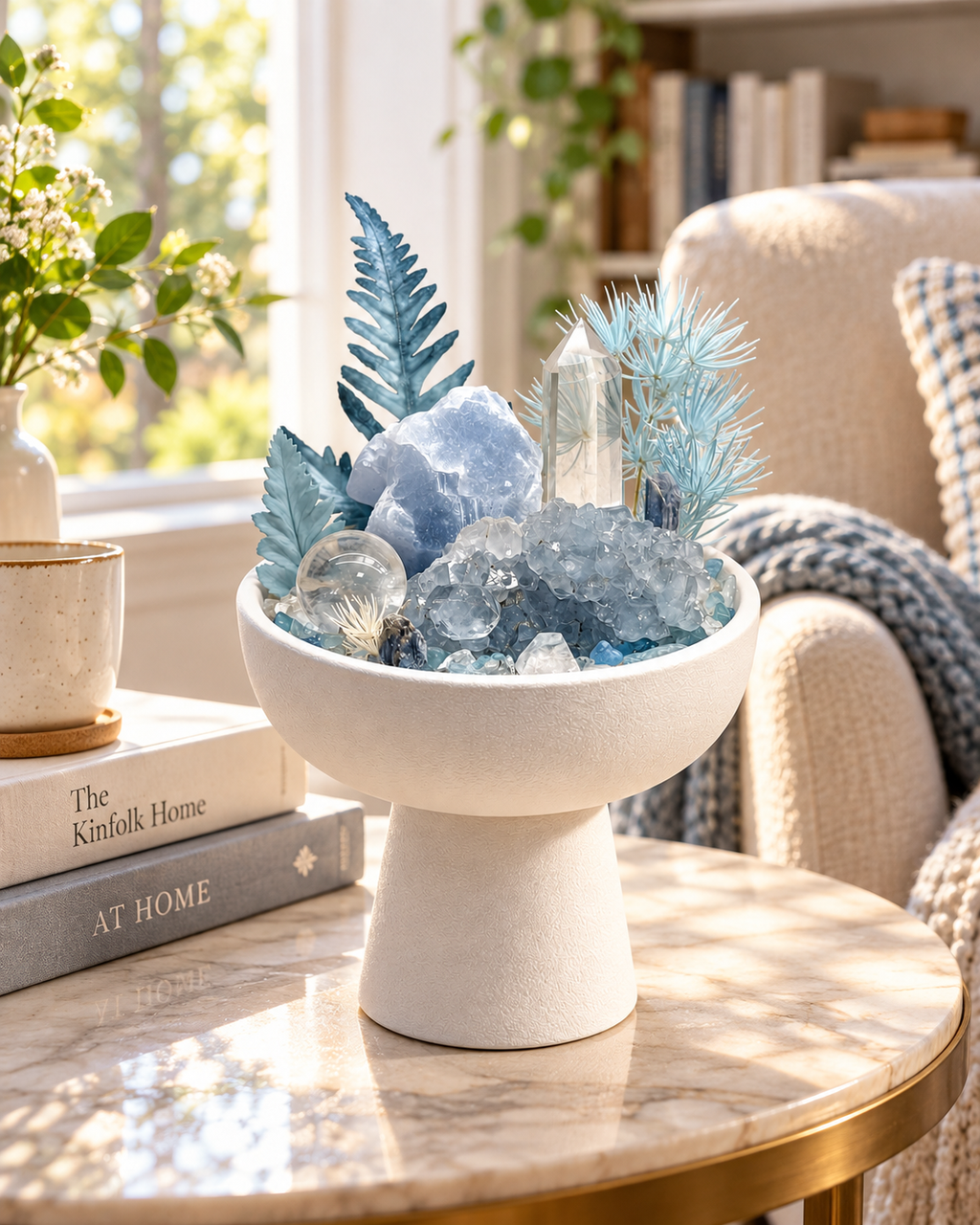 Azure Stillness — Celestite & Clear Quartz Crystal Garden
