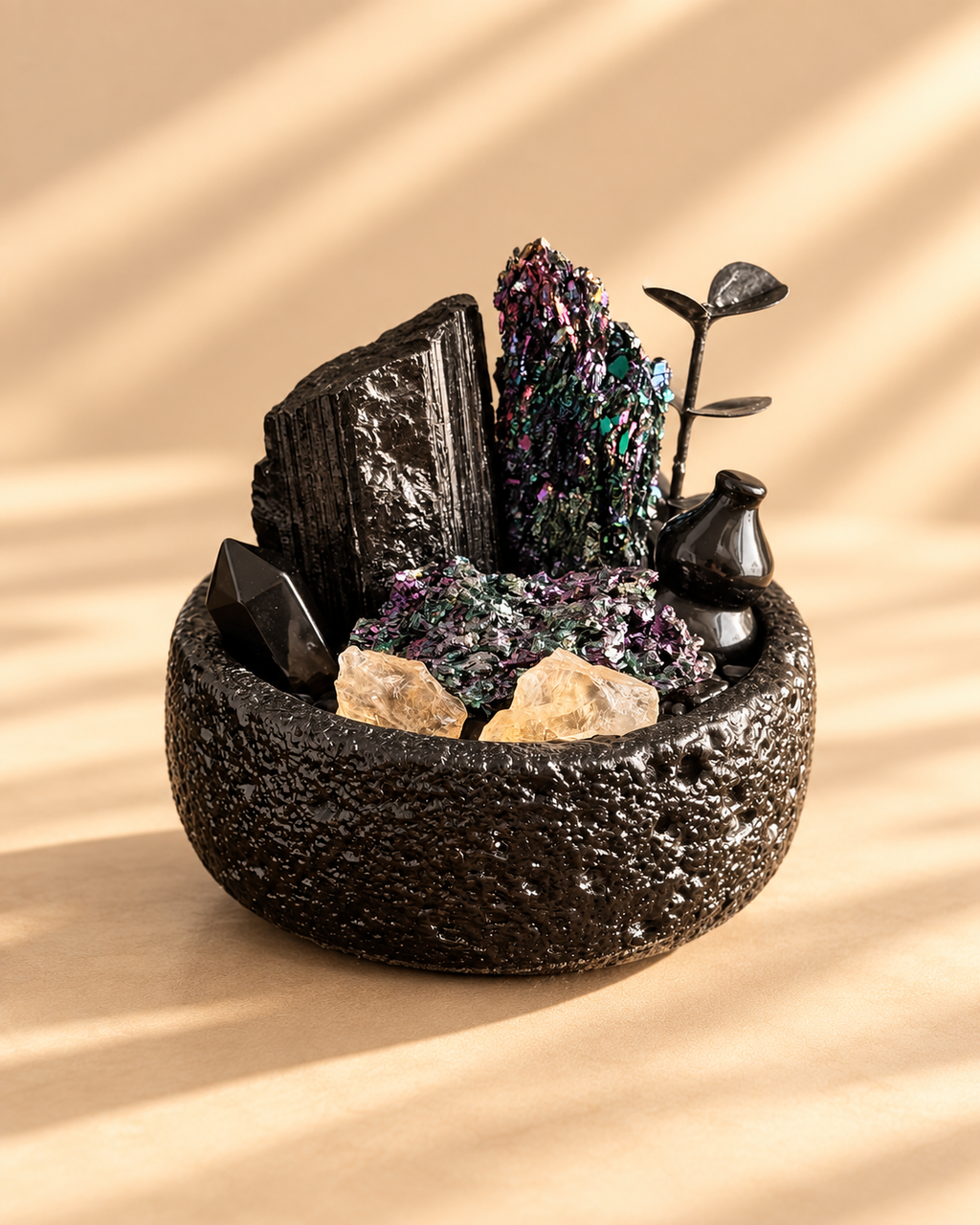 Midnight Spectrum — Black Tourmaline Crystal Garden