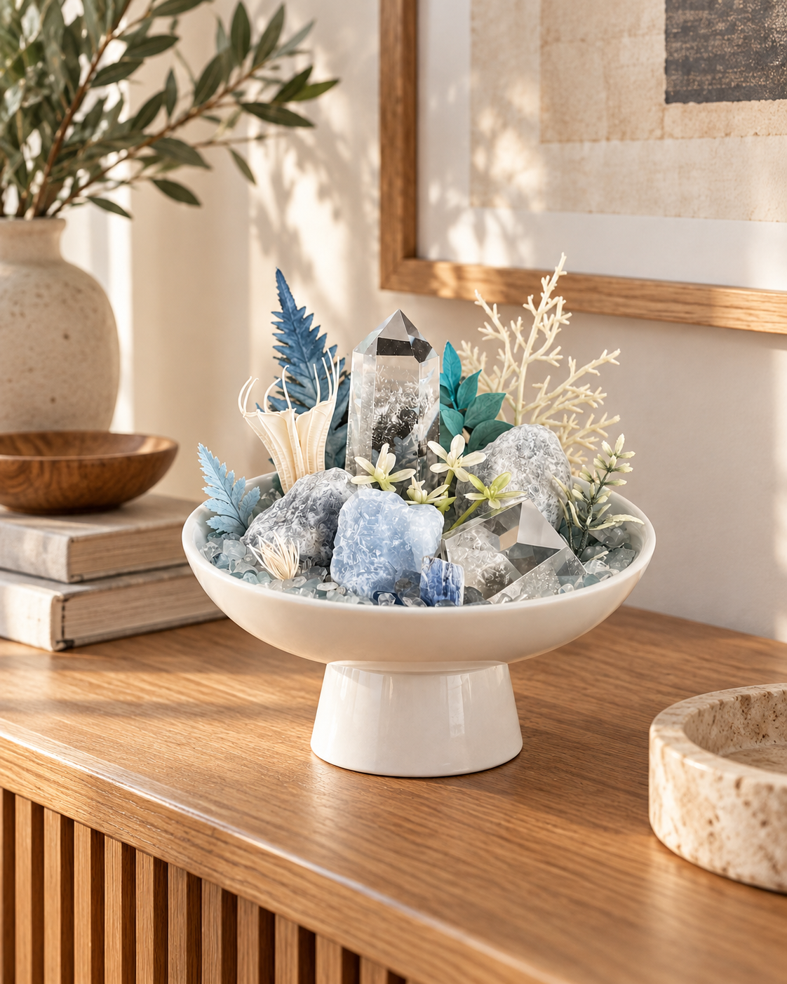 Arctic Bloom — Blue Calcite & Clear Quartz Crystal Garden