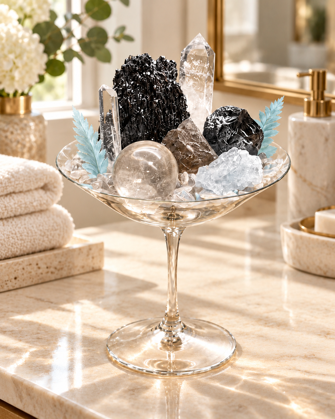 Shadow Crystal — Black Tourmaline & Clear Quartz Crystal Garden