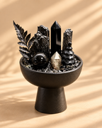 Obsidian Bastion — Black Tourmaline & Black Obsidian Crystal Garden