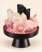 Blush Contrast — Clear Quartz & Black Tourmaline Crystal Garden