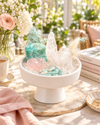 Blush Lagoon — Clear Quartz & Rose Quartz Crystal Garden