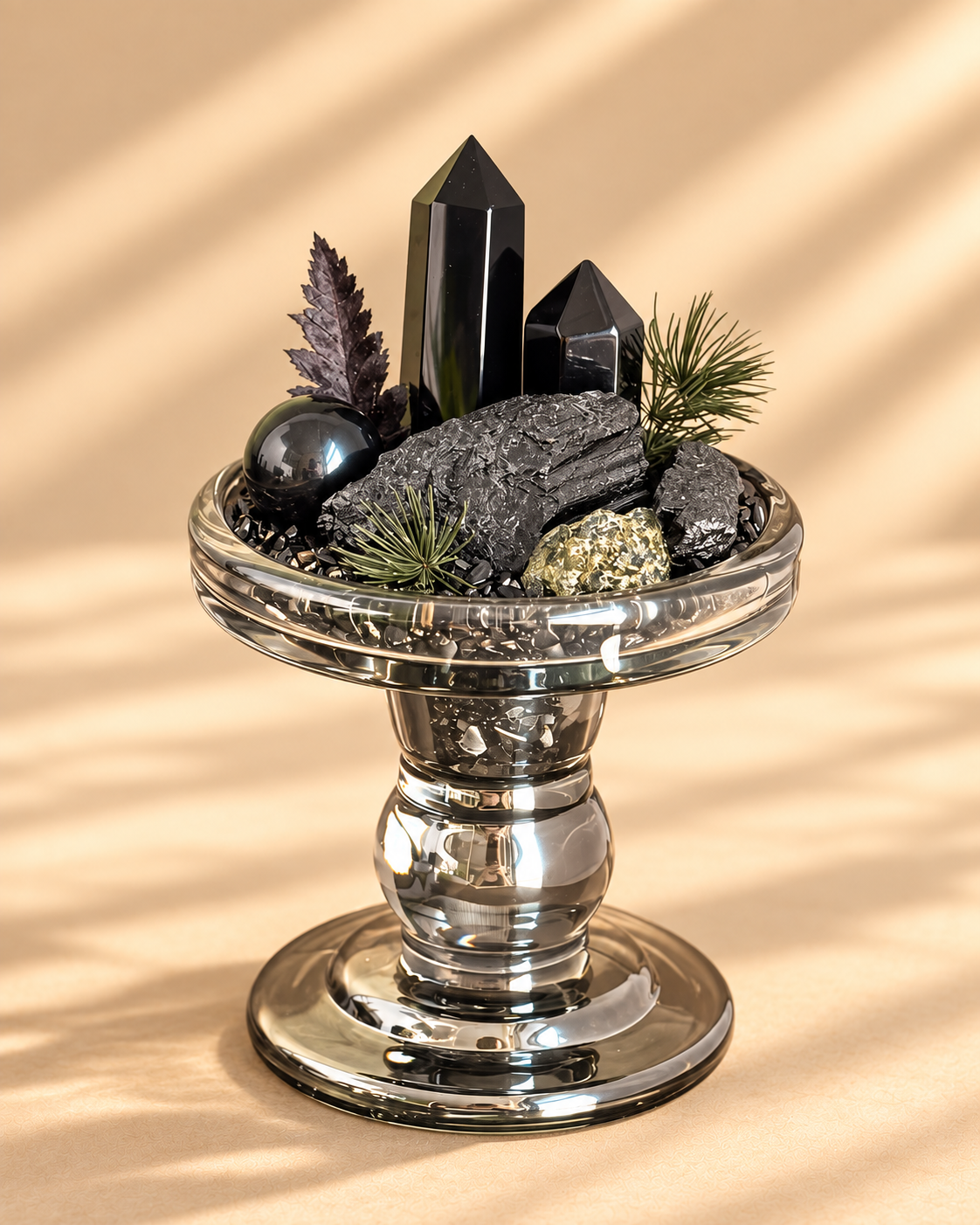 Obsidian Archive — Black Obsidian & Black Tourmaline Crystal Garden