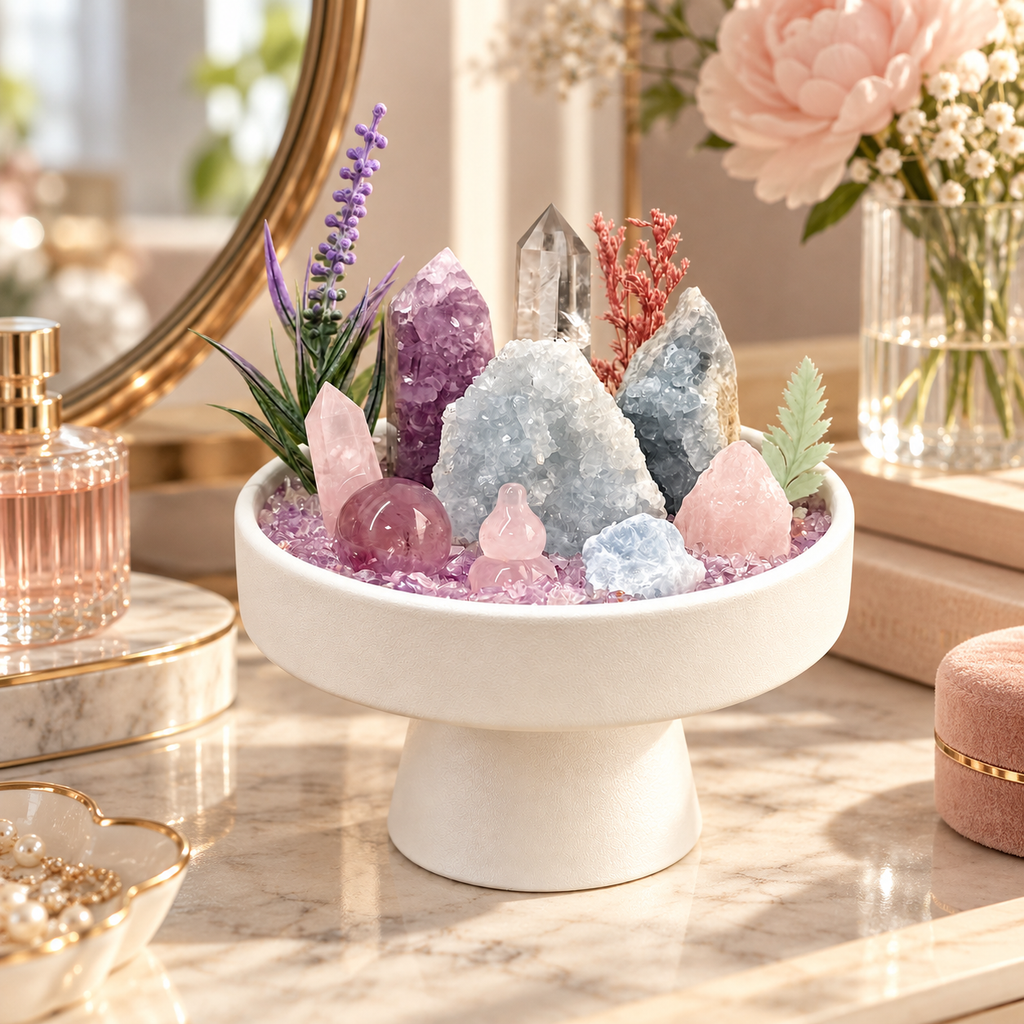 Violet Snow — Amethyst & Clear Quartz Crystal Garden