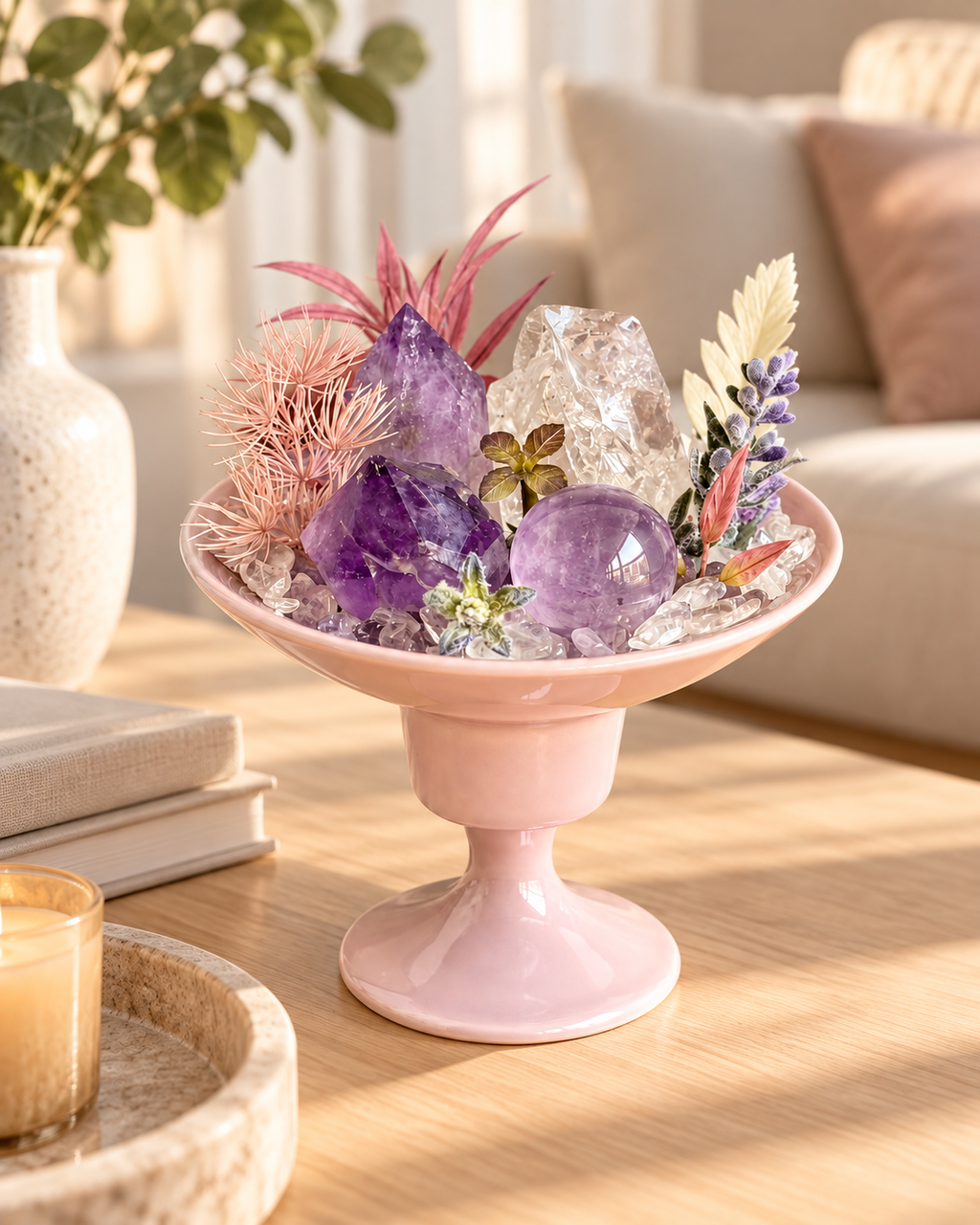 Lavender Orbit — Amethyst & Clear Quartz Crystal Garden