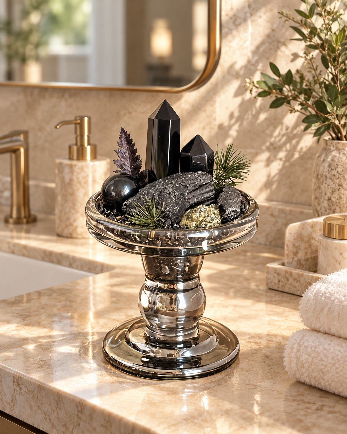 Obsidian Archive — Black Obsidian & Black Tourmaline Crystal Garden
