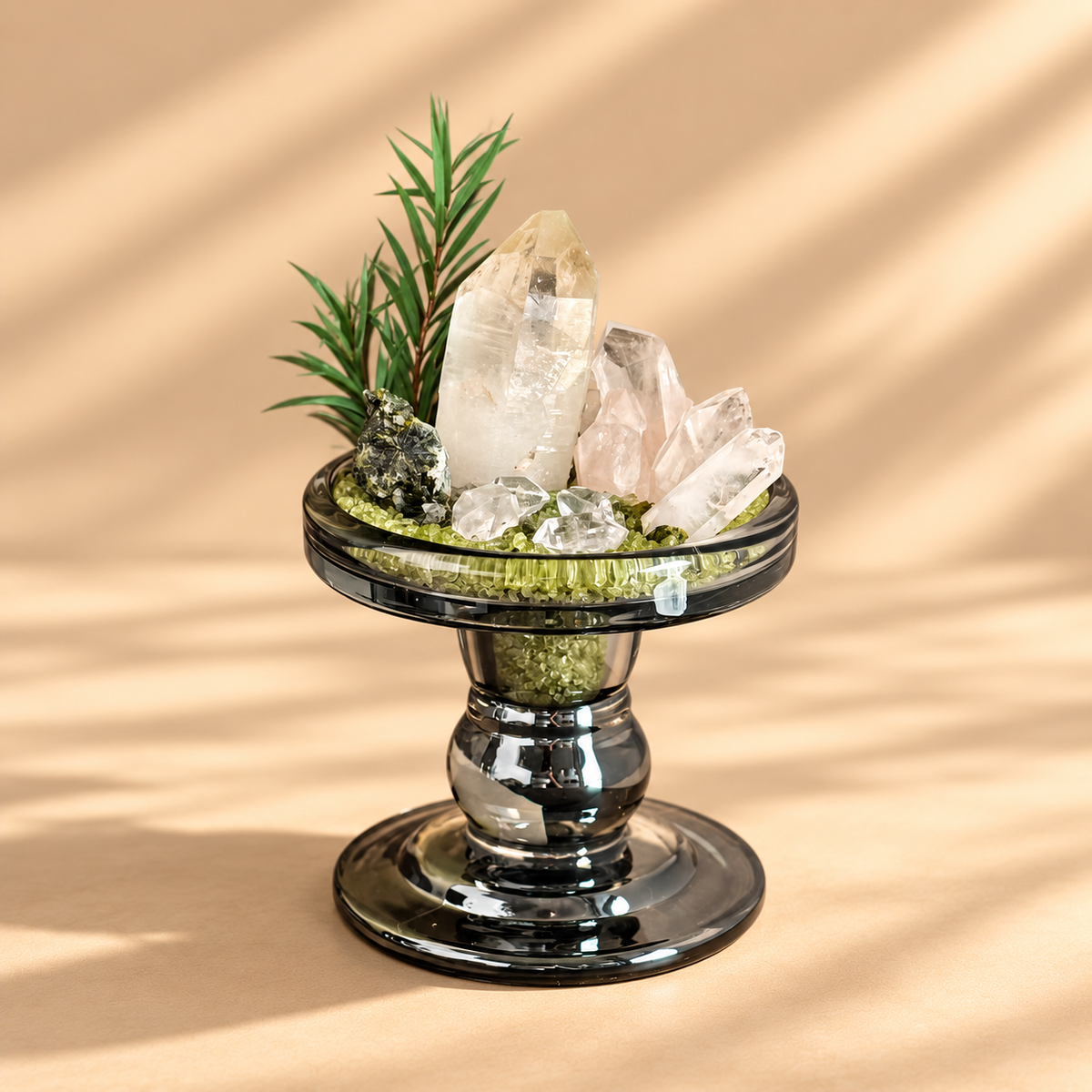 Clear Grove — Clear Quartz & Green Aventurine Crystal Garden
