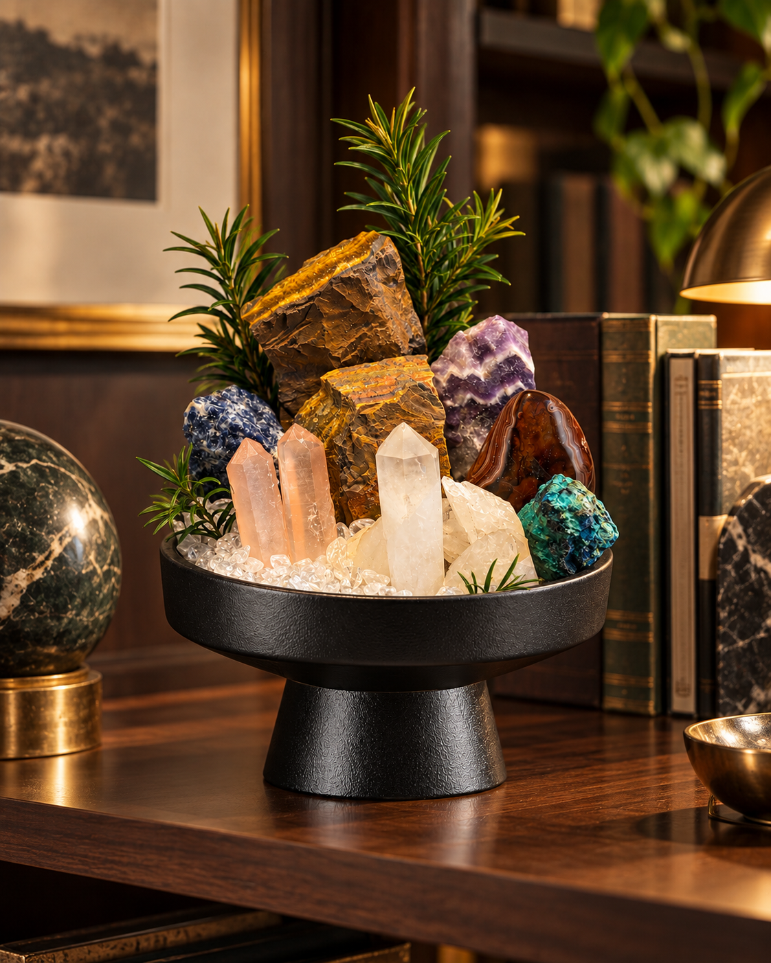 Ancient Passage — Clear Quartz & Ammonite Fossil Crystal Garden