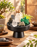 Verdant Axis — Clear Quartz & Black Tourmaline Crystal Garden