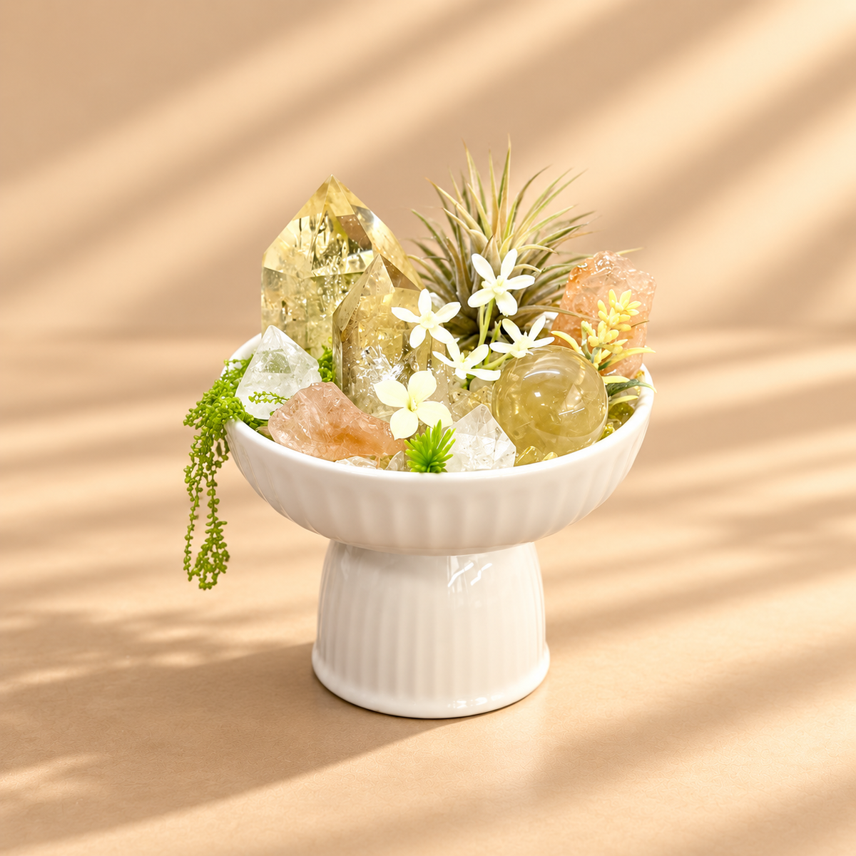 Golden Petal — Citrine & Clear Quartz Crystal Garden