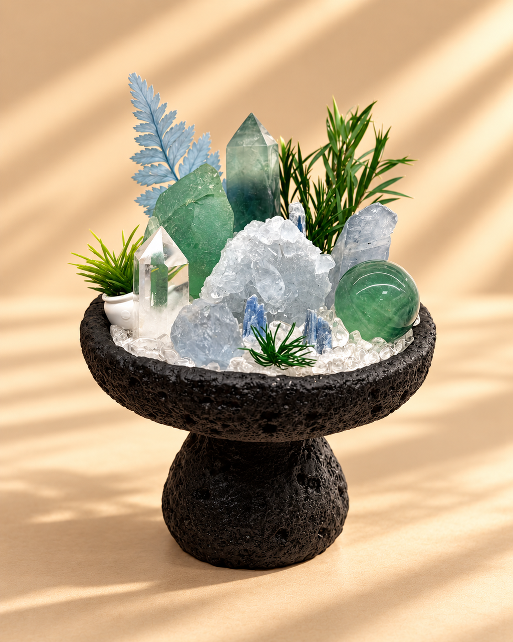 Alpine Verdure — Green Fluorite & Clear Quartz Crystal Garden