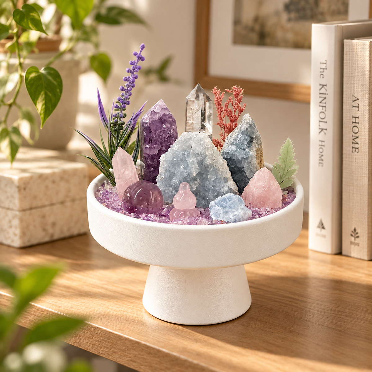Violet Snow — Amethyst & Clear Quartz Crystal Garden