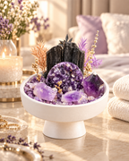 Violet Monolith — Black Tourmaline & Amethyst Crystal Garden