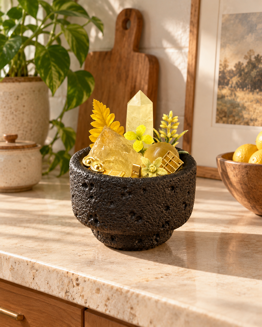 Solar Citadel — Citrine & Clear Quartz Crystal Garden