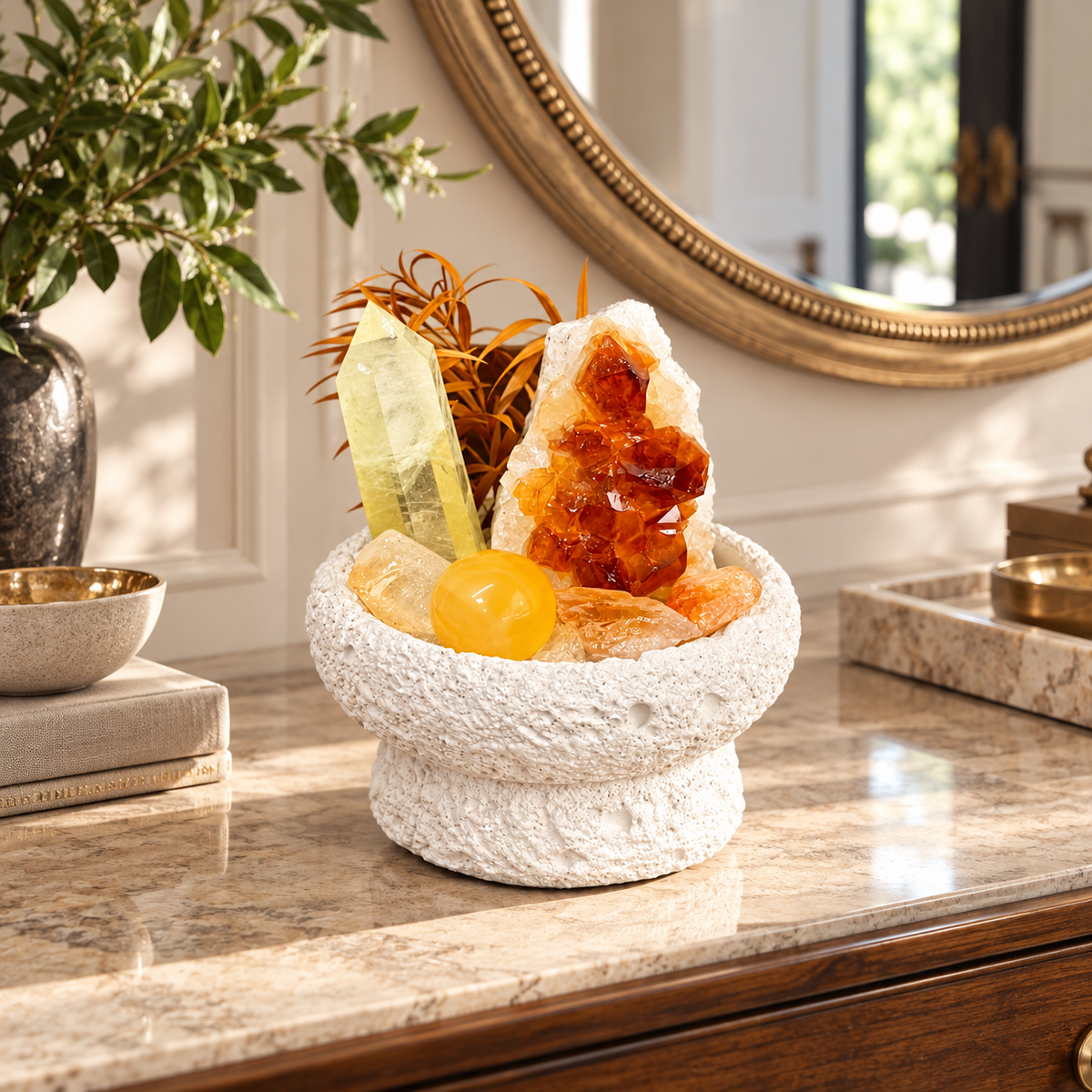 Citrus Ember — Citrine & Carnelian Crystal Garden