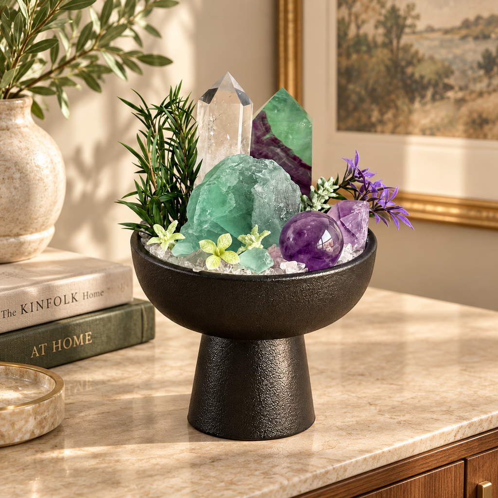 Forest Prism — Green Fluorite & Amethyst Crystal Garden