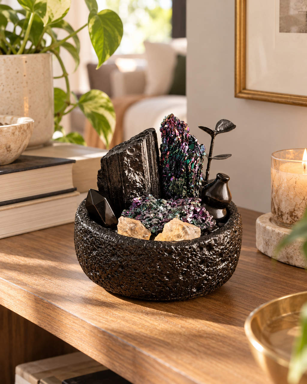 Midnight Spectrum — Black Tourmaline Crystal Garden