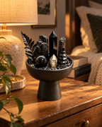 Obsidian Bastion — Black Tourmaline & Black Obsidian Crystal Garden