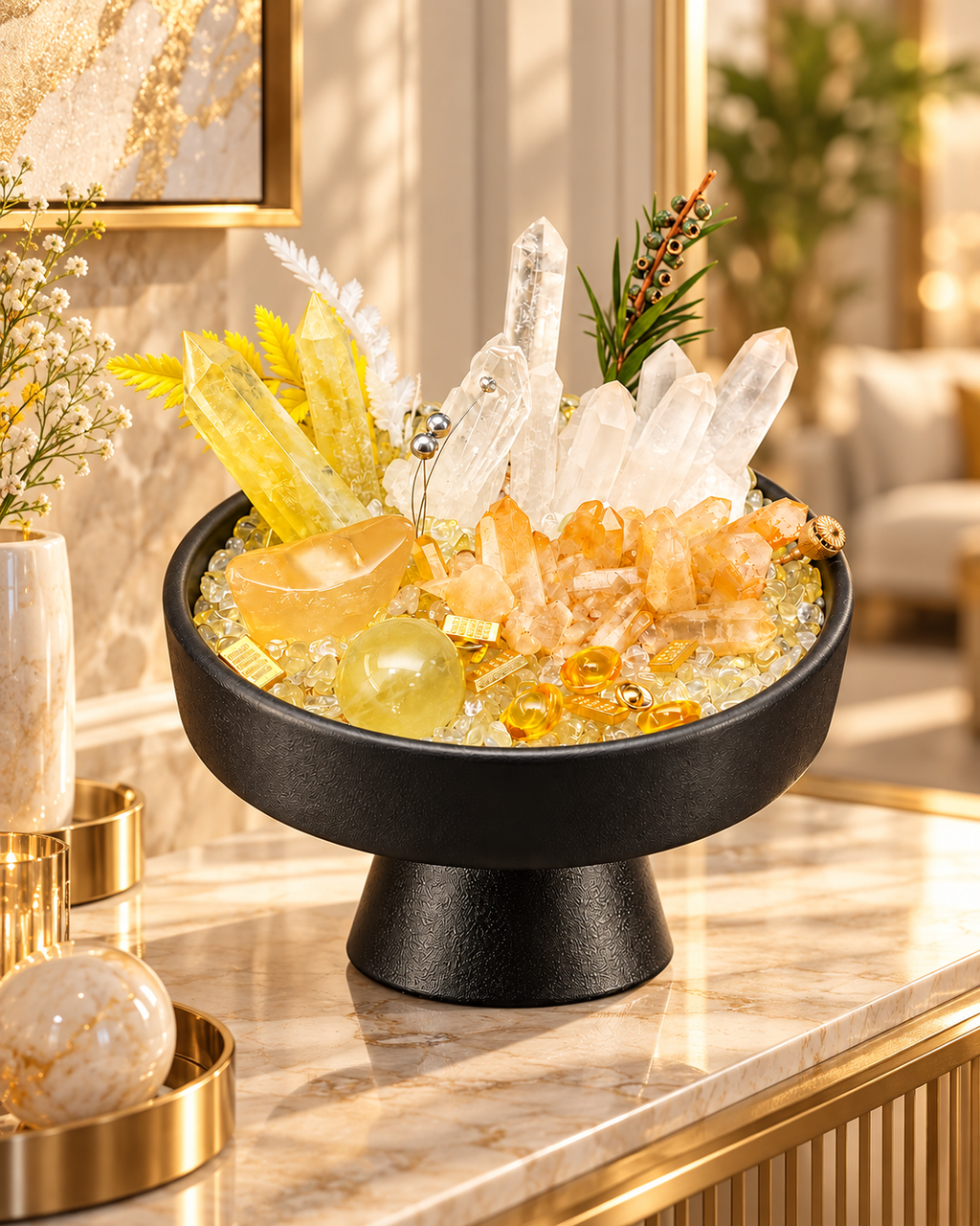 Golden Light — Clear Quartz Crystal Garden