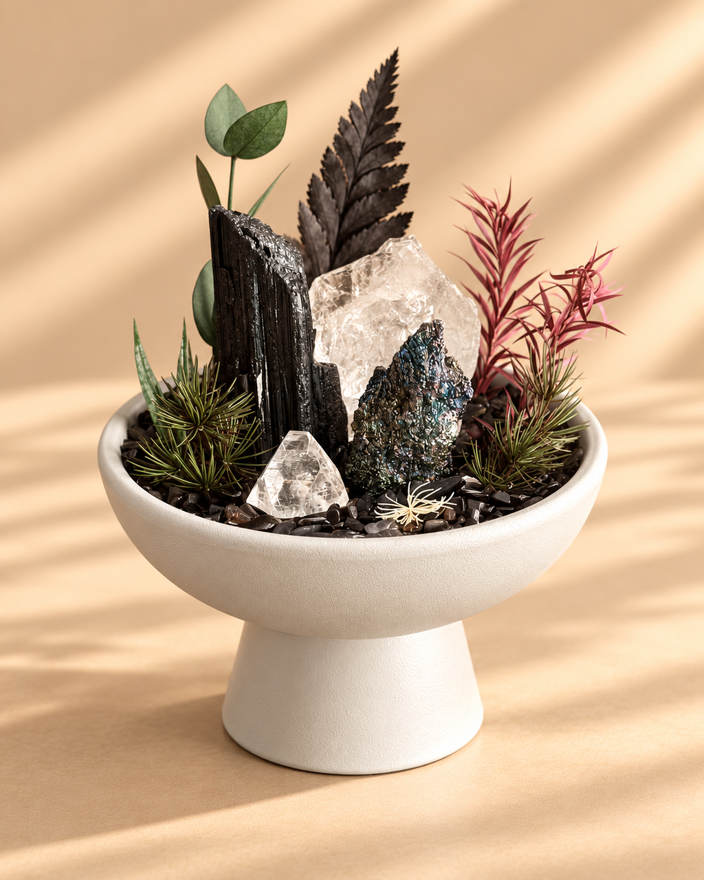 Shadow Grove — Black Tourmaline & Clear Quartz Crystal Garden