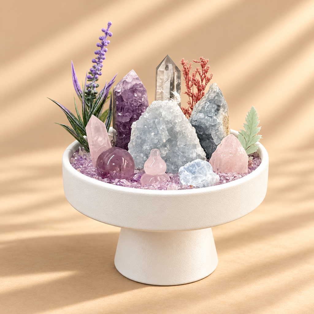 Violet Snow — Amethyst & Clear Quartz Crystal Garden
