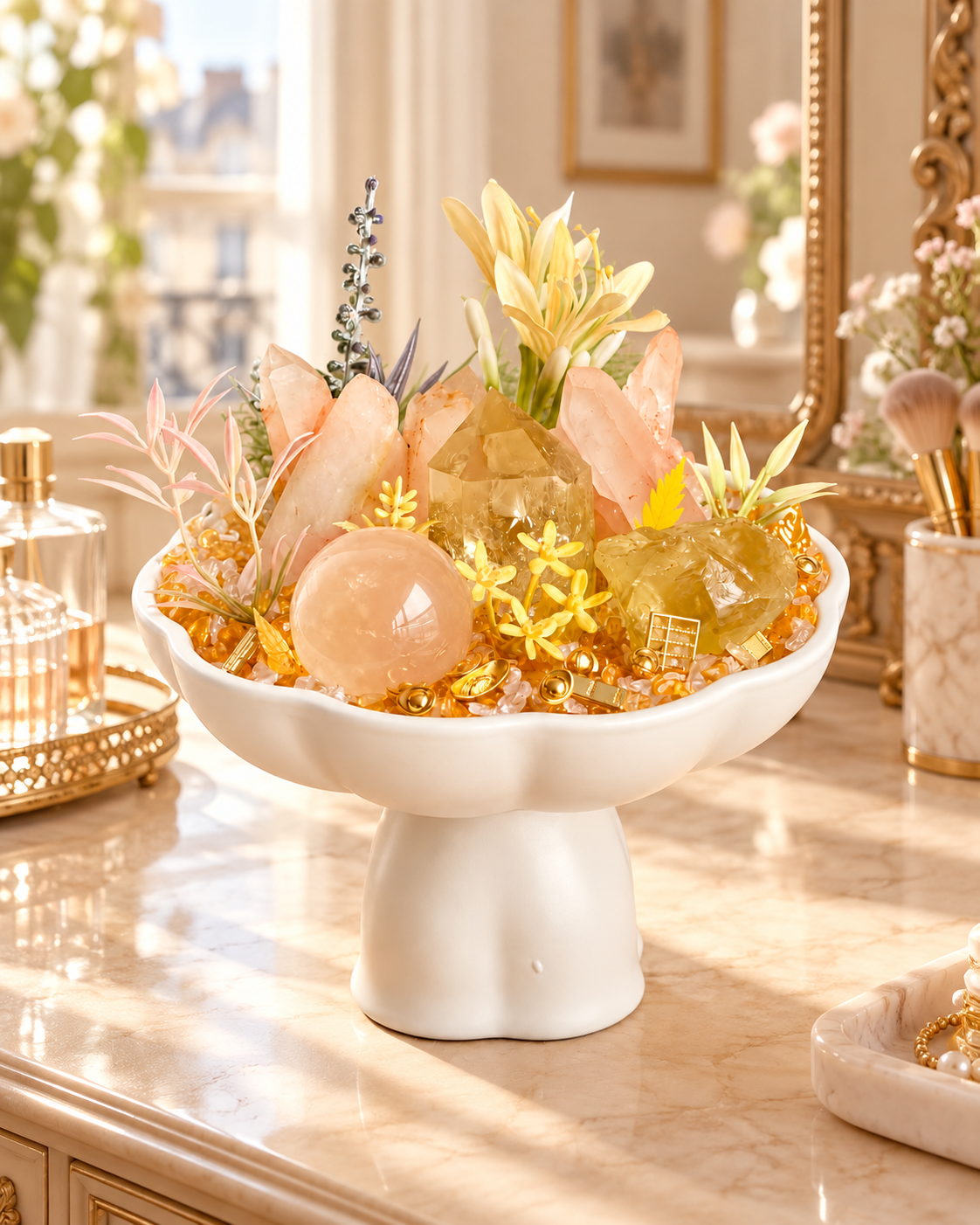 Honey Blush — Citrine & Rose Quartz Crystal Garden