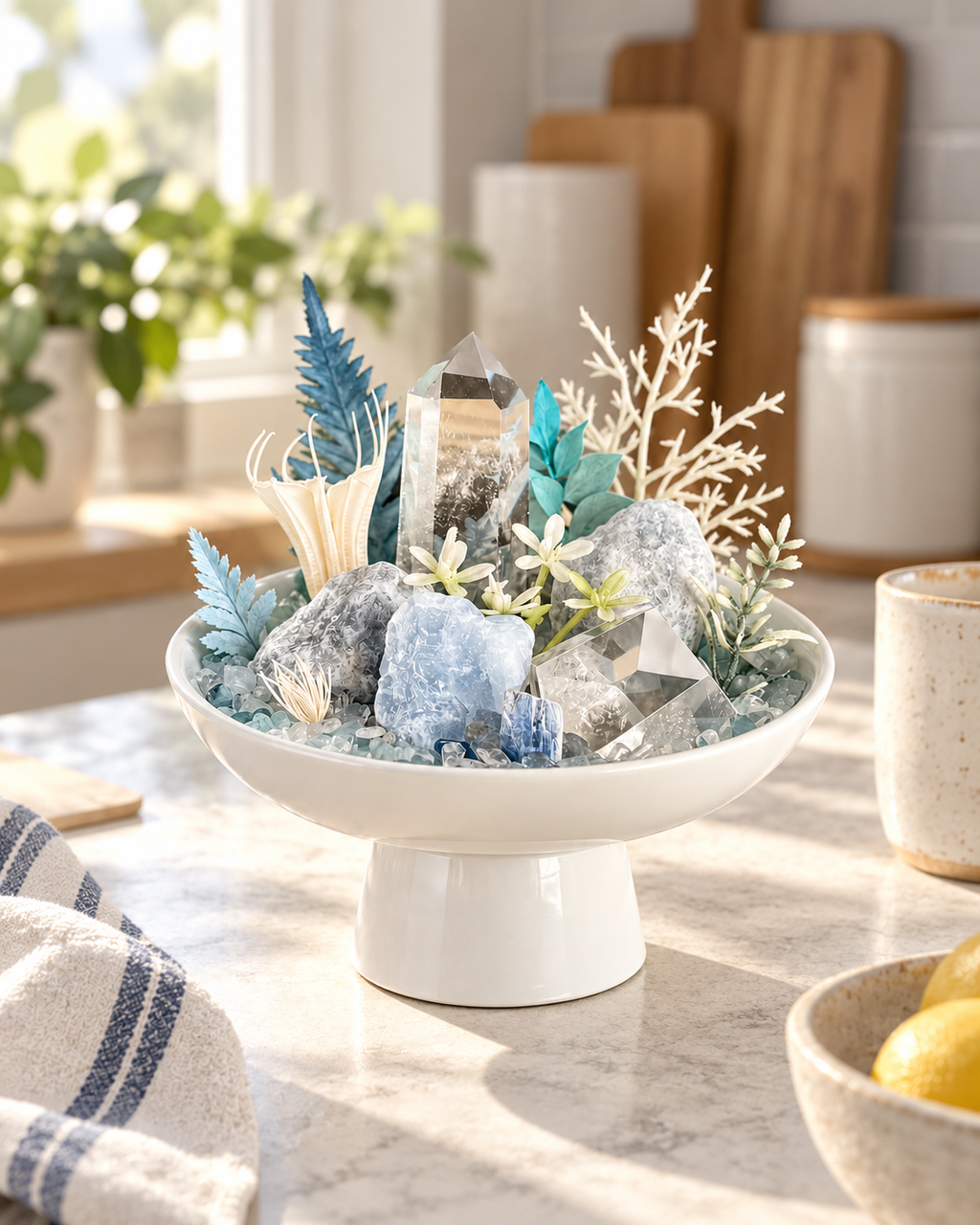 Arctic Bloom — Blue Calcite & Clear Quartz Crystal Garden