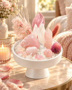 Blush Reverie — Rose Quartz & Clear Quartz Crystal Garden